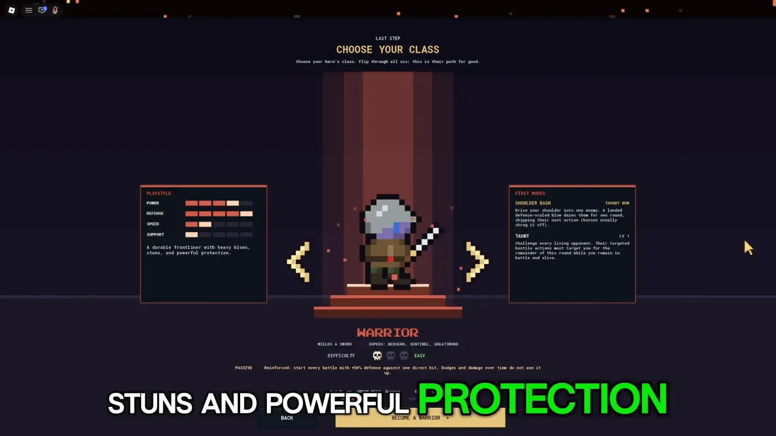 Super class choice screen.